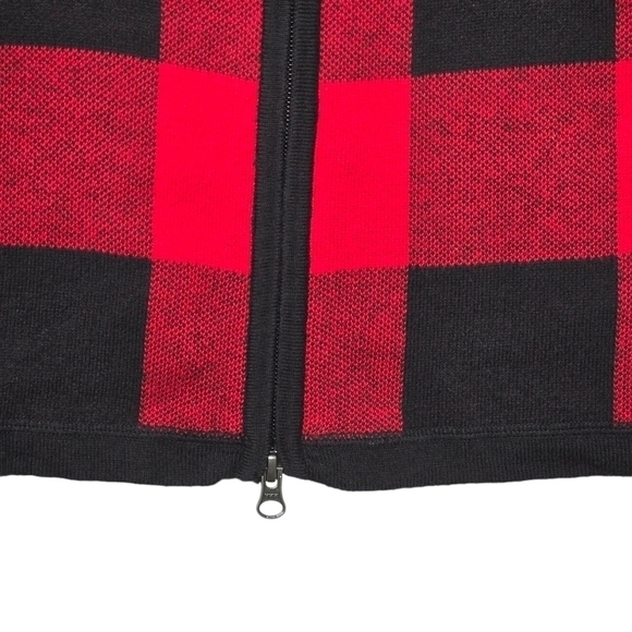 ADRIENNE VITTADINI Women's Buffalo Checkered Cardigan Sweater Red/Black Size XS - Picture 4 of 8